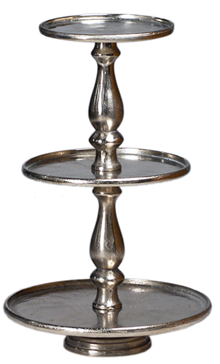 Cast Aluminum Cake Stand, Nickel Finish 15D x 22H