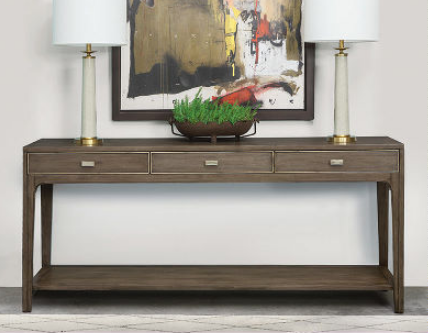 Three Drawer Console in Smoke 75"L x 18"D x 34"H