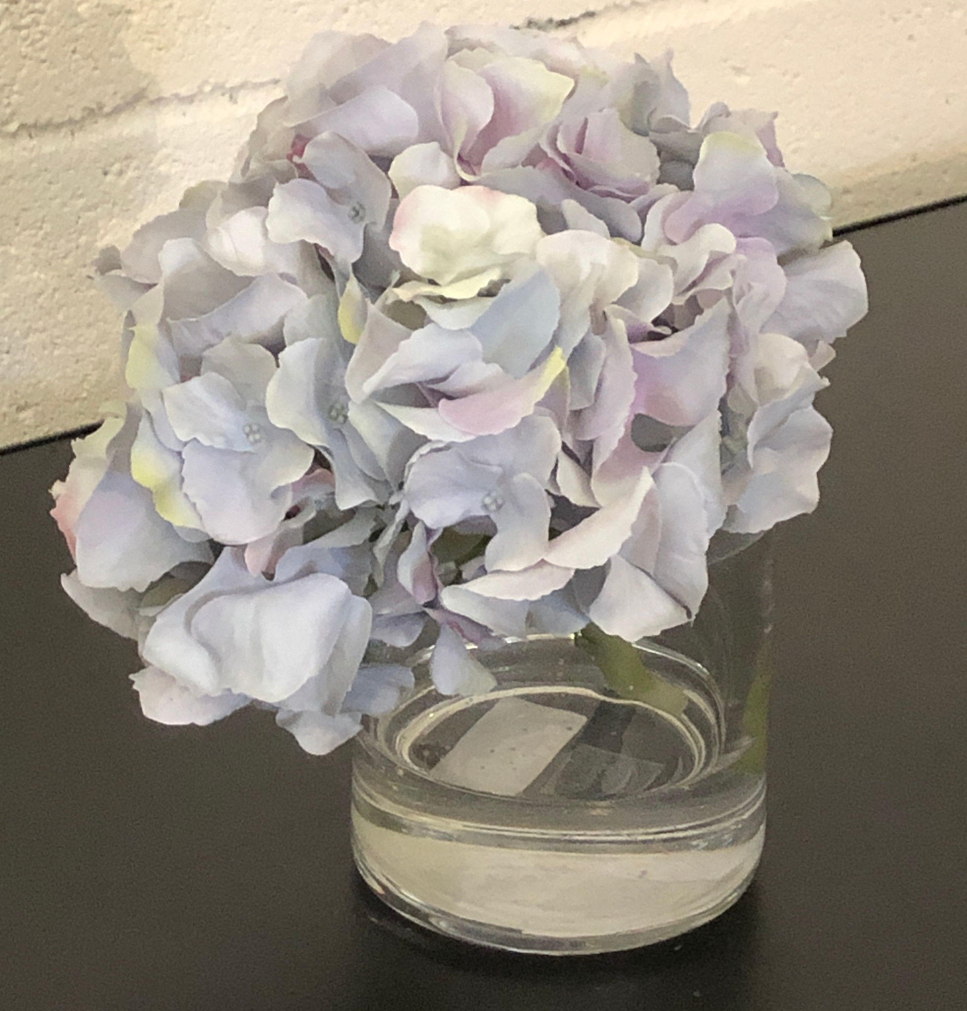 Hydrangea in 4" Cylinder-Faux Water (Lavender)