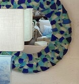 Sea Glass Mirror 24" Round Aqua/Blue