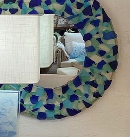 Sea Glass Mirror 24" Round Aqua/Blue