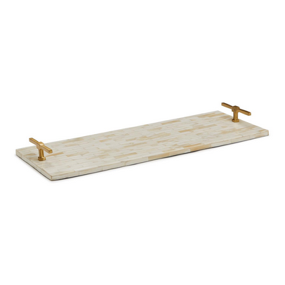 Beaumont Brass Handled Mosaic Tile Bone Tray - 24"W x 9"D x 1"H