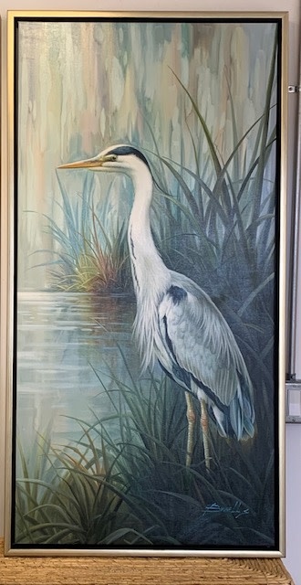 Vertical Blue Heron 2 by Brunelle 48"x24"