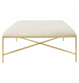 NewYork Ottoman  Metallic Bronze/Beige Linen 19"H x 45"Sq