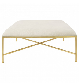 NewYork Ottoman  Metallic Bronze/Beige Linen 19"H x 45"Sq