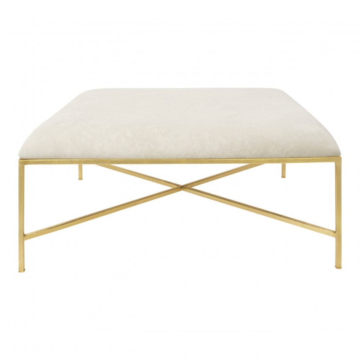 NewYork Ottoman  Metallic Bronze/Beige Linen 19"H x 45"Sq