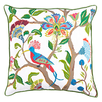 CHA CHA MULTI W/ OYSTER LINEN BACK & KELLY LINEN PIPE - 22 x 22