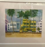 Colony Hotel South Beach 22"W x 18.5"H Water color print