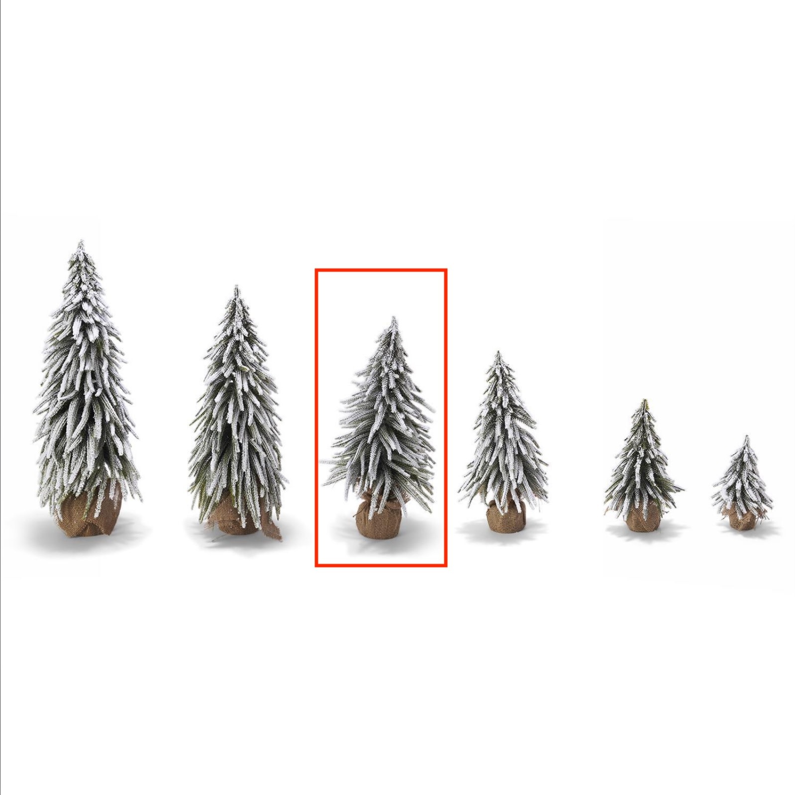 17 1/2" Snow Covered Christmas Tree with Jute Covered Wooden Base