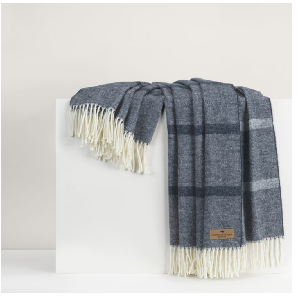 Navy Montauk Stripe Throw 51"Wx67"L