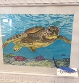 Swimming Sea Turtle Watercolor 18" x 15"