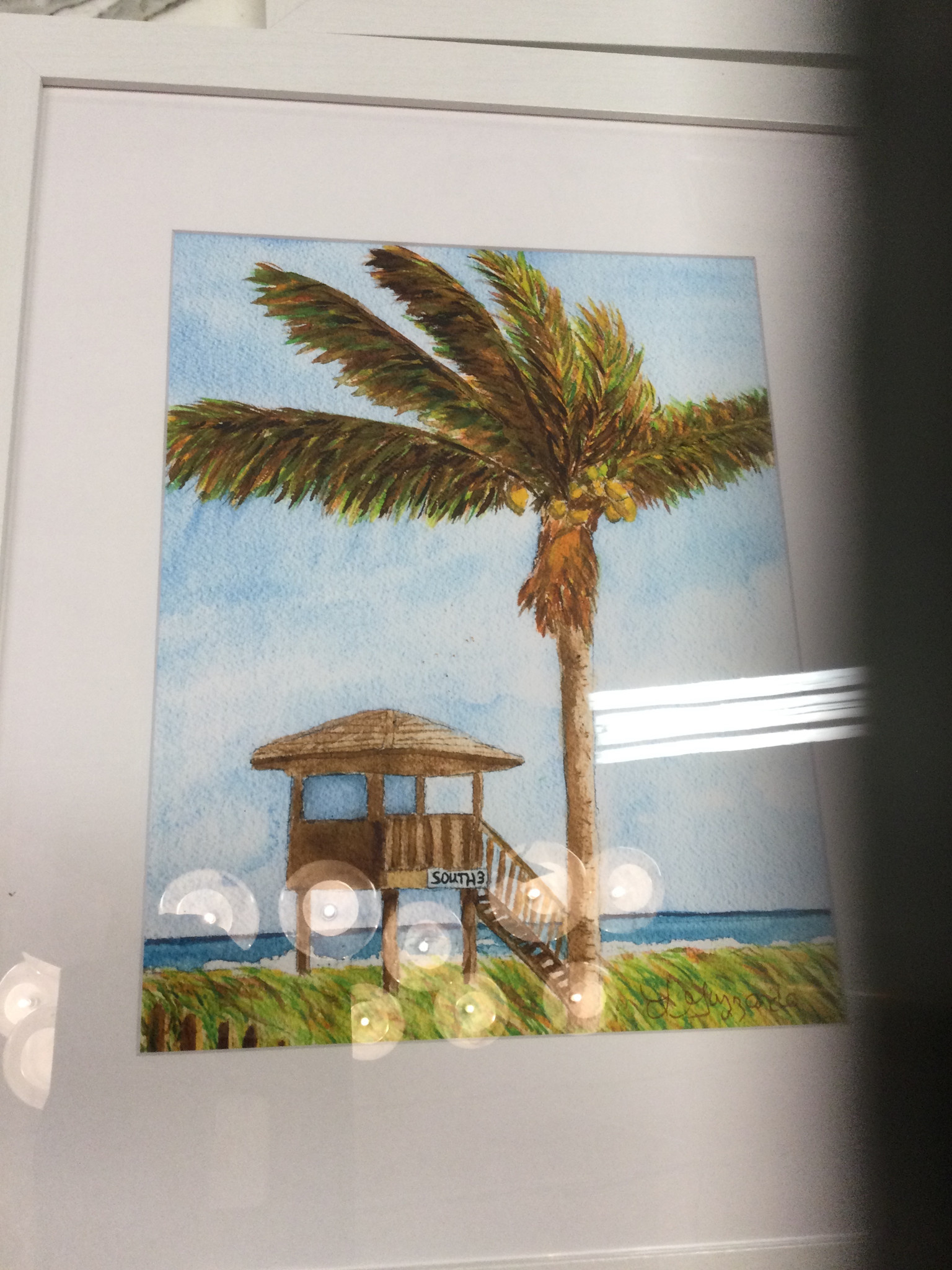 Lifeguard Stand South 3 Delray Beach, Fl 18x22h Watercolor Print