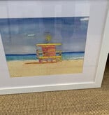 Lifeguard Stand Pink South Beach 22"W x 18.5"H .  Water color print