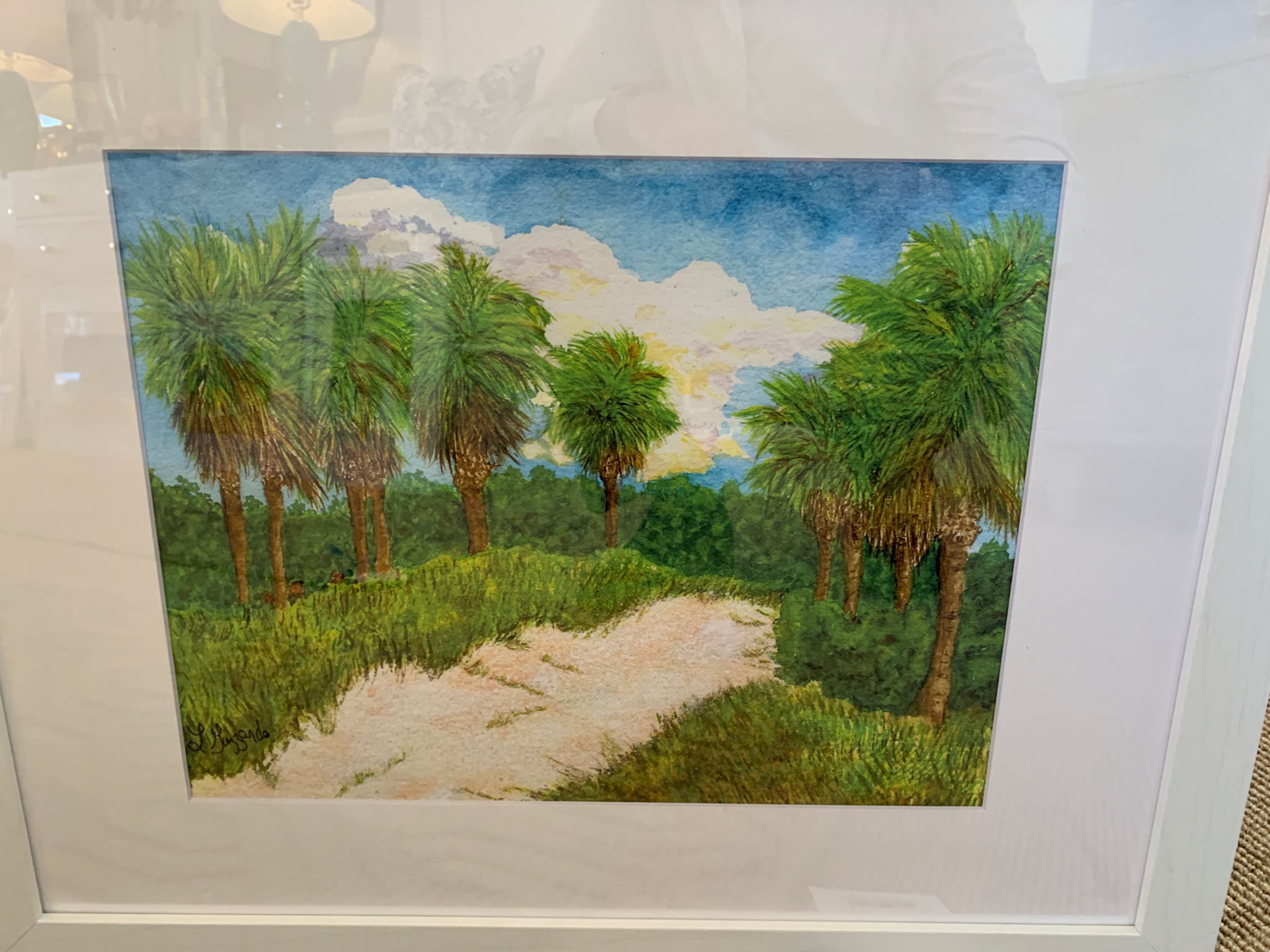 Dirt Road to the beach Delray Beach, fl 18x22H Water color print