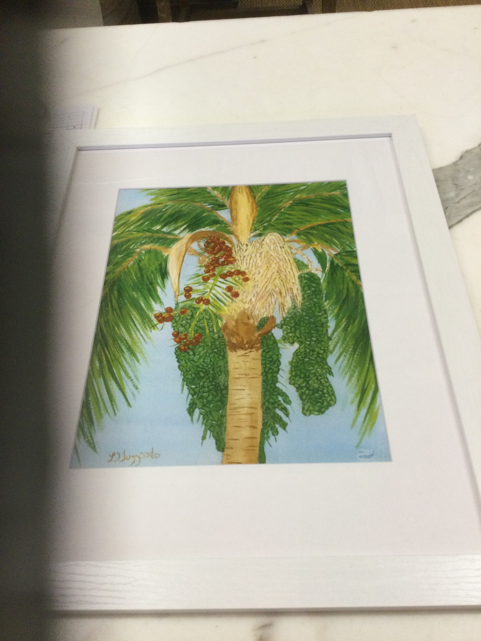 Palm Tree Tropical Harbor 18 x 22 Watercolor Print
