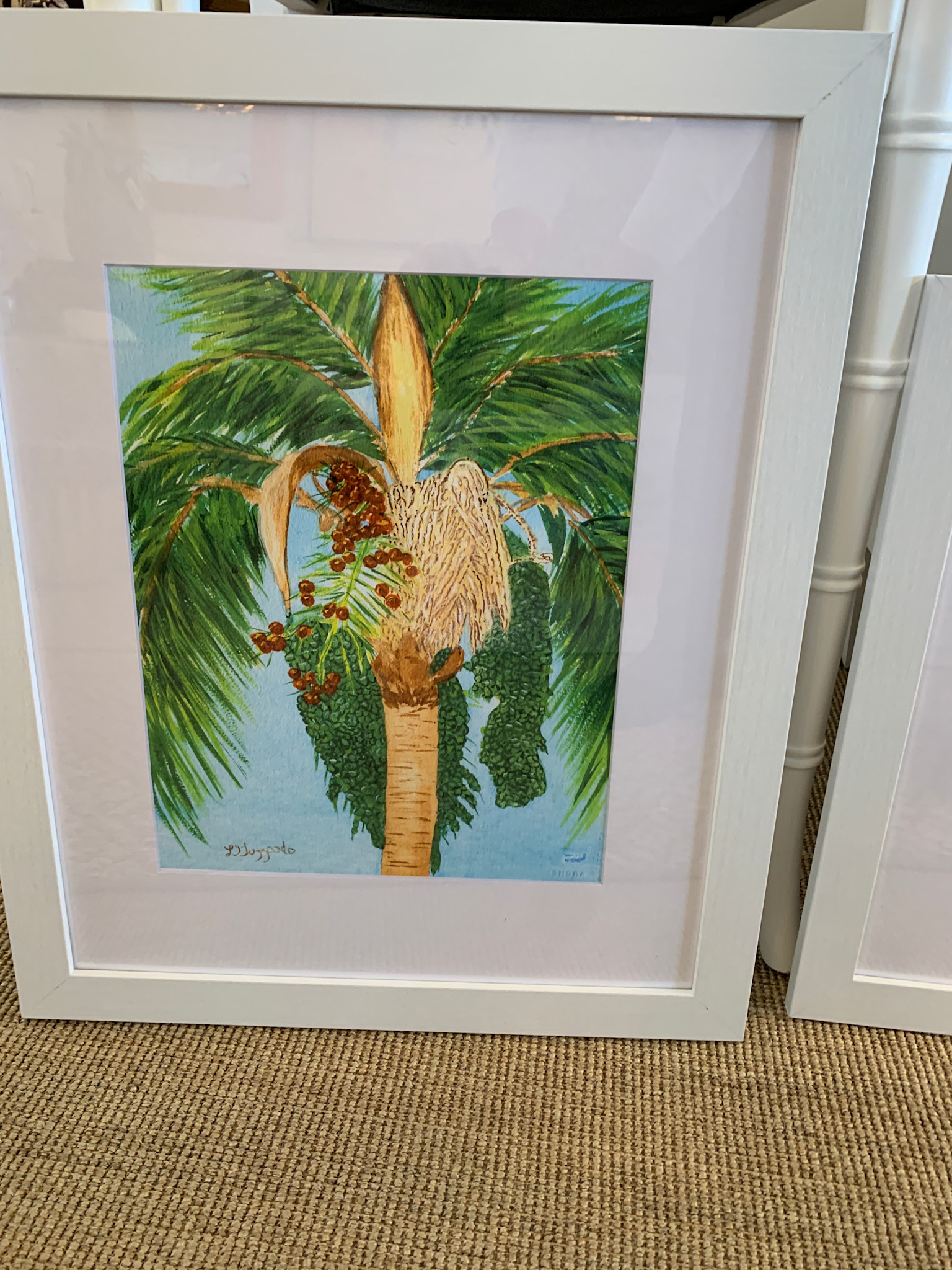 Palm Tree Tropical Harbor 18 x 22 Watercolor Print