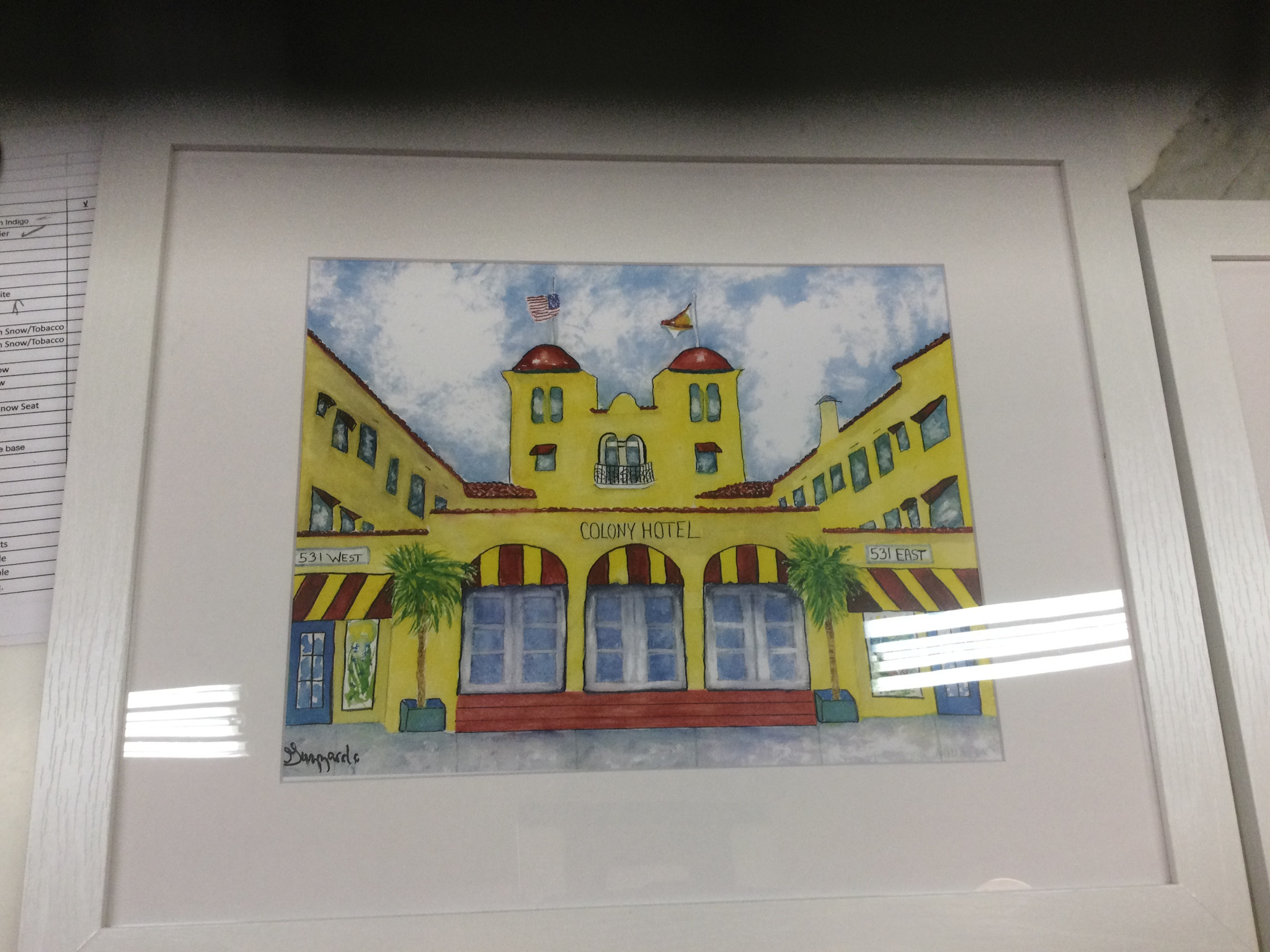 Colony Hotel Delray Beach , fl 18x22 Water color Print