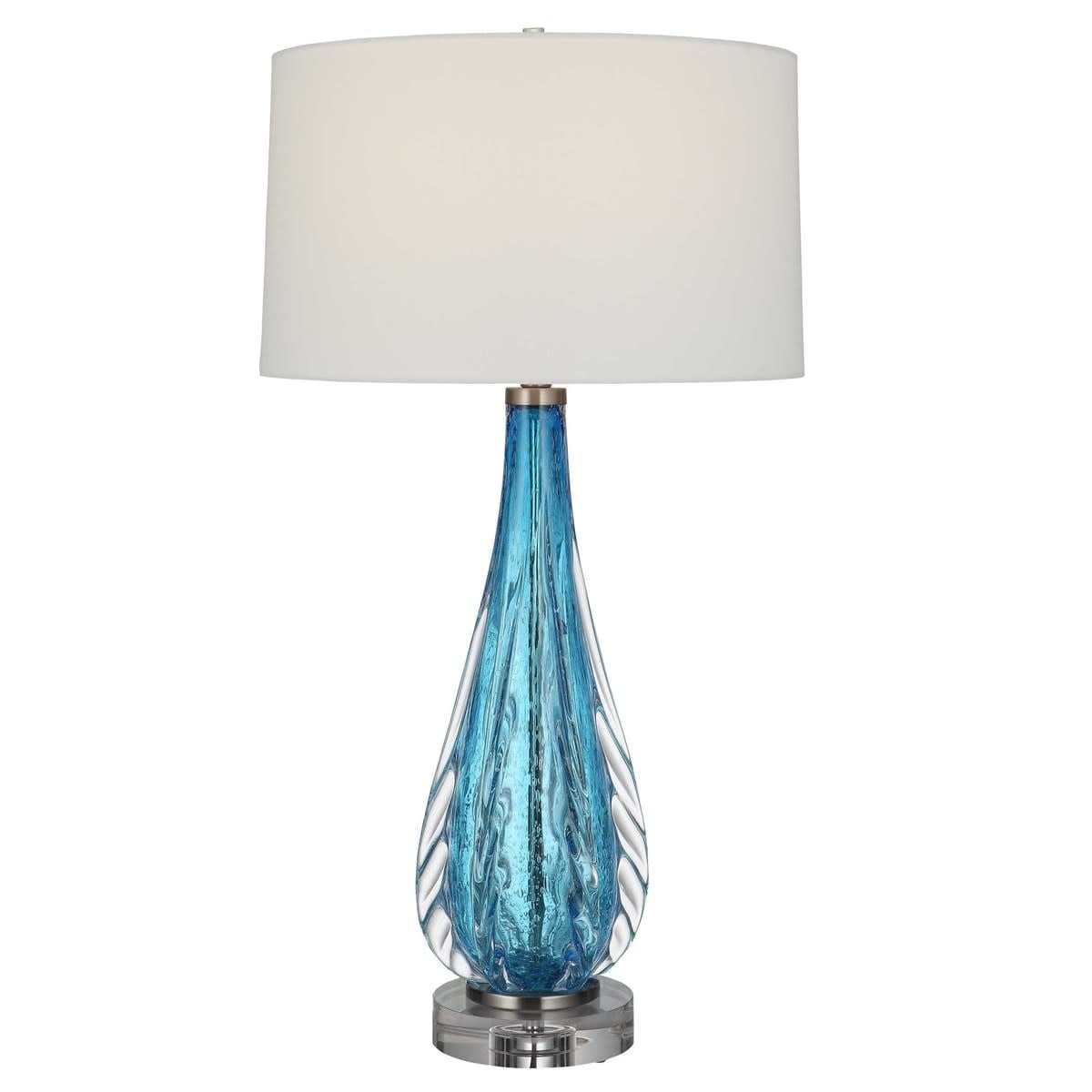 Venezia Table Lamp - Blue 36"H,  Shade 11"H X 19" Dia.