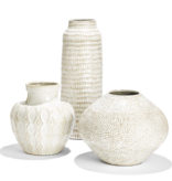 Beige on Beige Artisan Vase -SM-  9 3/4" H x 9" Dia