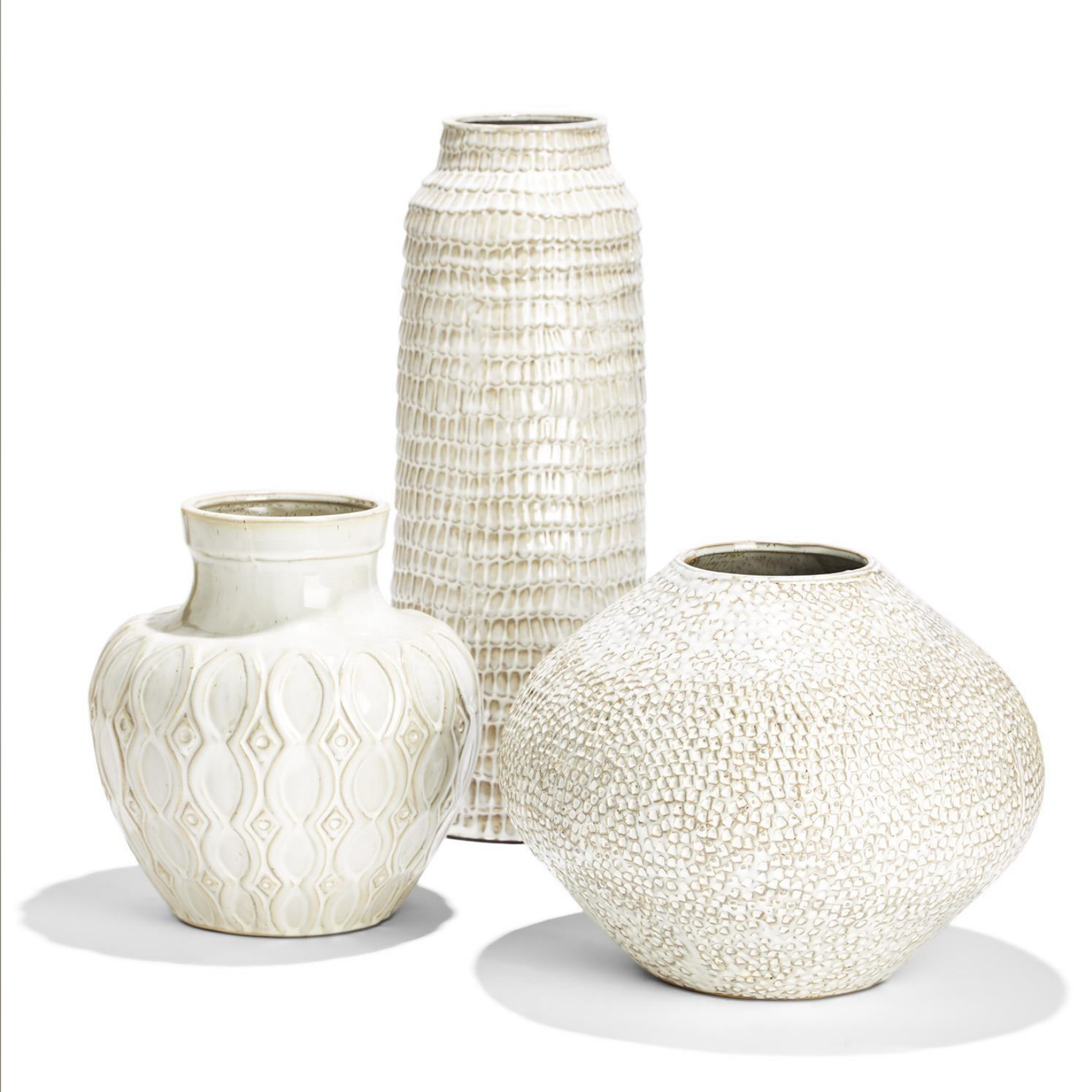Beige on Beige Artisan Vase -SM-  9 3/4" H x 9" Dia