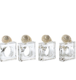 Beveled Square Clear Acrylic Napkin Rings Set of Four