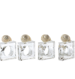 Beveled Square Clear Acrylic Napkin Rings Set of Four