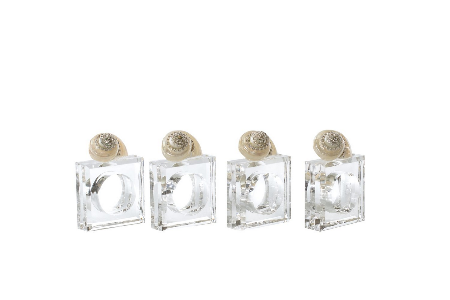 Beveled Square Clear Acrylic Napkin Rings Set of Four
