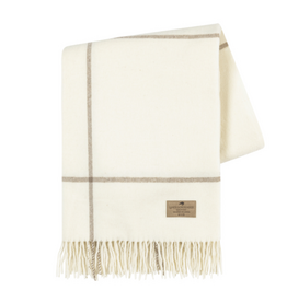Ecru & Taupe Windowpane Cashmere Throw