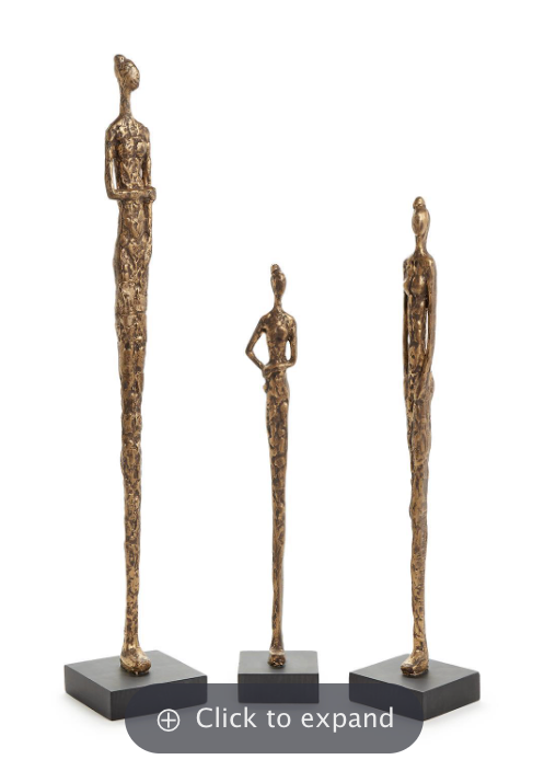 S/3 Standing Tall Female Sculpture on Black Stand