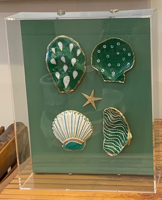 Four Green Shells Acrylic  Box  8"x10"