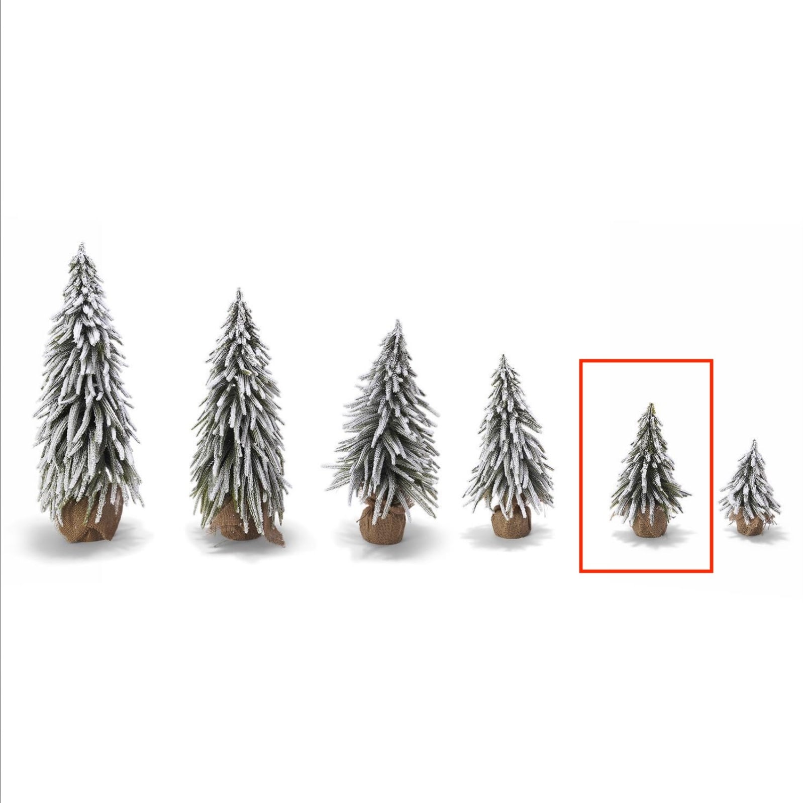 10 1/2" Snow Covered Christmas Tree with Jute Covered Wooden Base