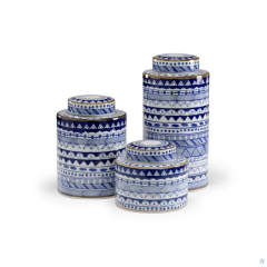 Blue and white canister Large 15.3h x 7.8w