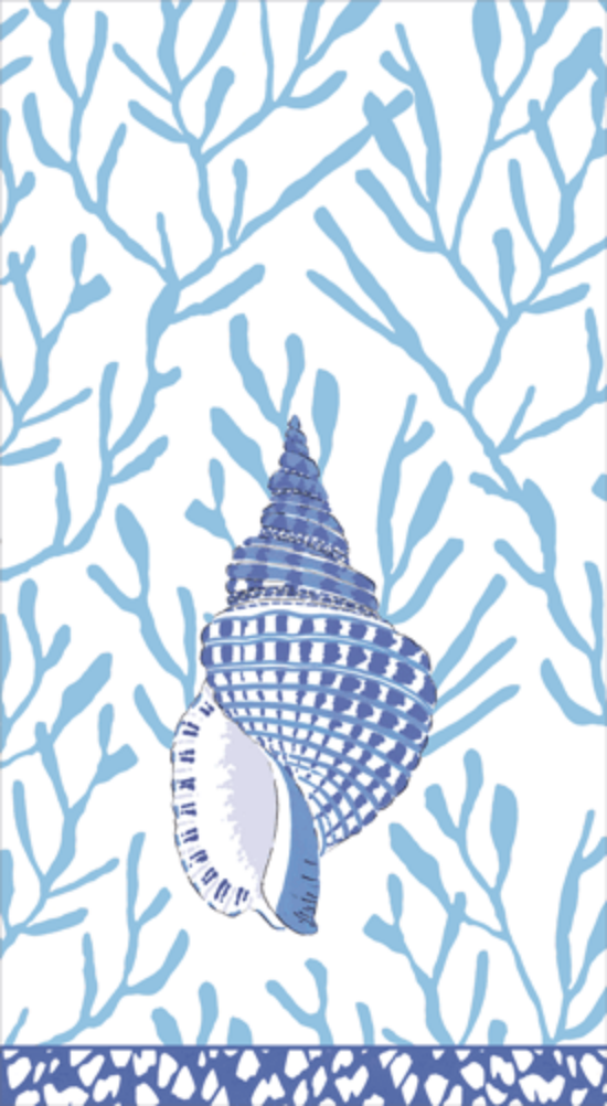 Shell Toile-Blue Guest Napkin