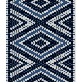 Floor mat 3.2x4.8 Rectangular (19302) navy & white -used in store