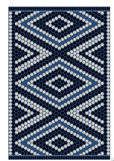 Floor mat 3.2x4.8 Rectangular (19302) navy & white -used in store