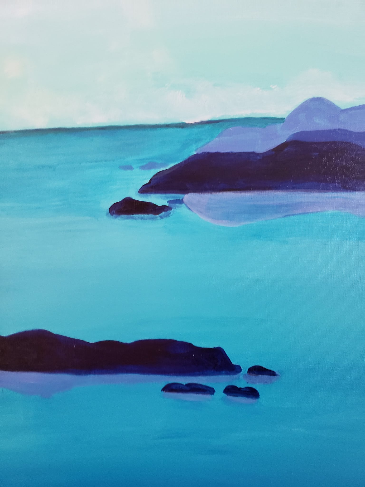 Abstract Seascape on acrylic 30" x 30"