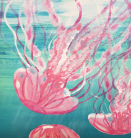 Rising Pink Jellies on Acrylic 16" x 16"