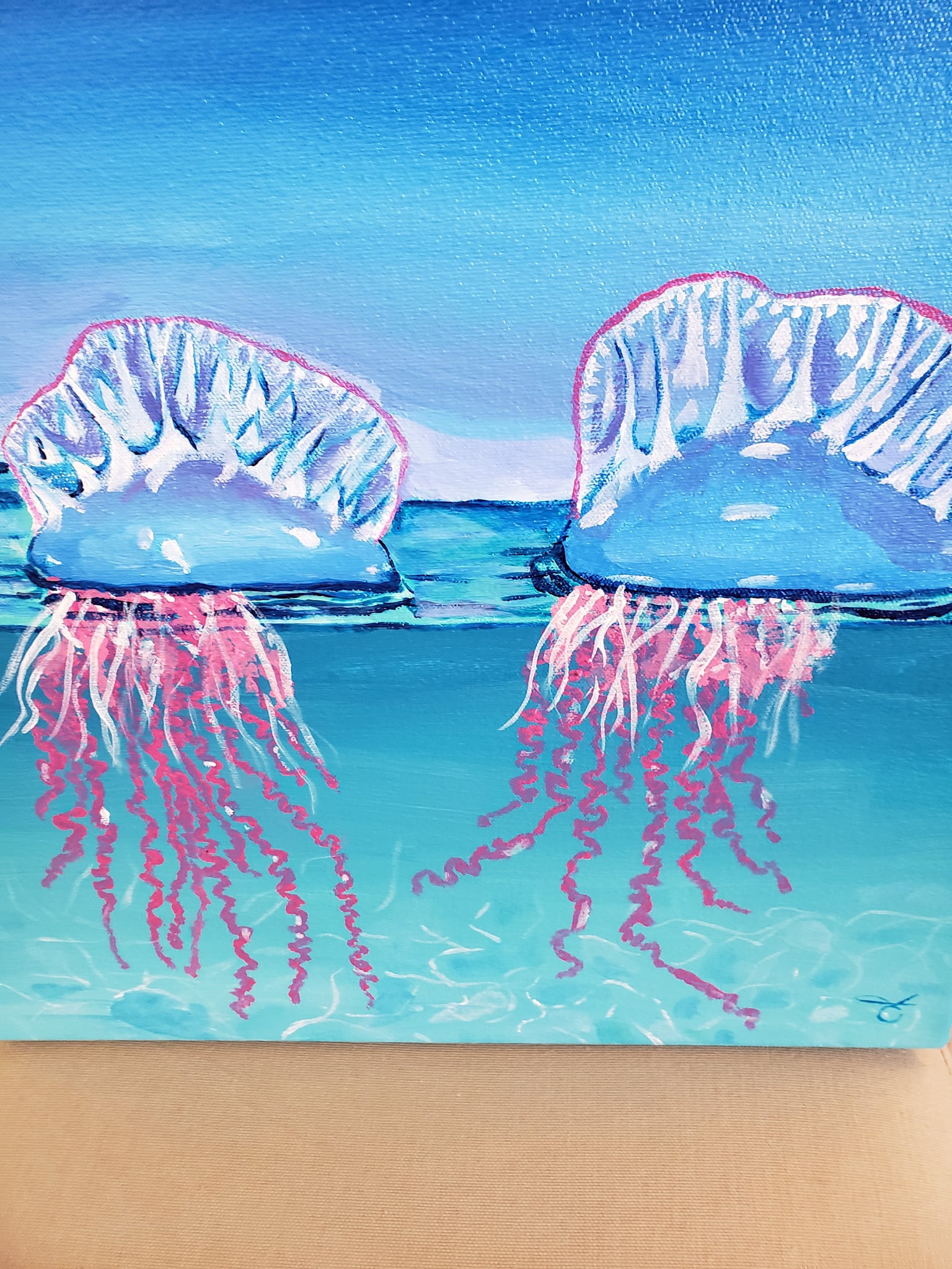 Lovely Blue Jellies on Acrylic 16" x 16"