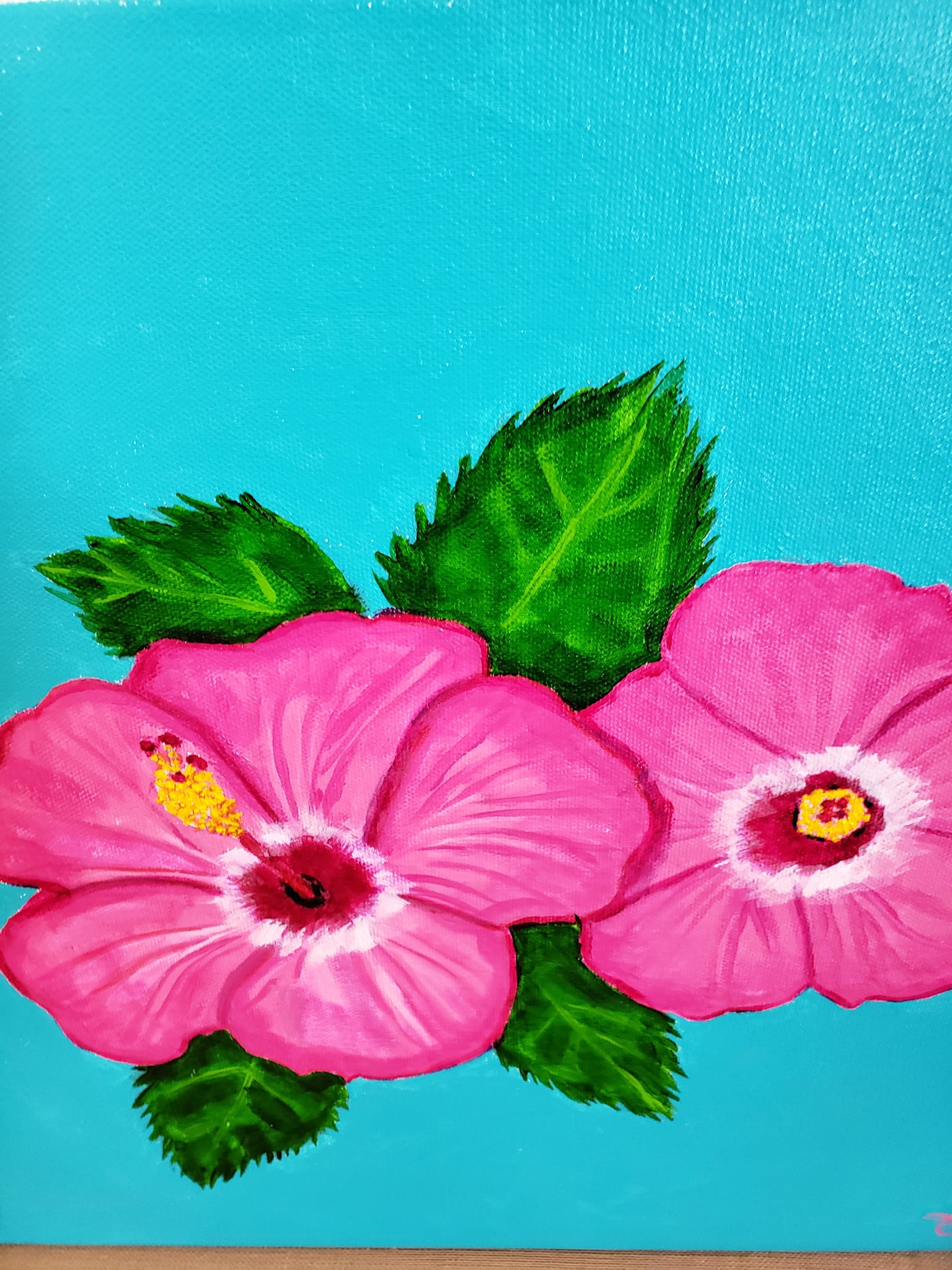 Pink Hibiscus on Acrylic 16" x 16"