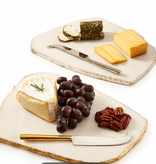 Wht Marble board & Knife Cheese Set in Silver or Gold Edge