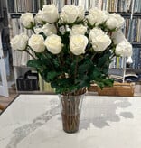 4  Dozen Long Stem Roses in Vase, Faux Water (White)