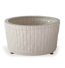Bamboo Garden Cream Center Basin - 9"H x 15"D
