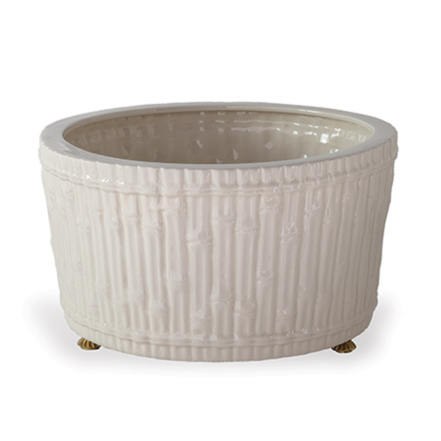 Bamboo Garden Cream Center Basin - 9"H x 15"D
