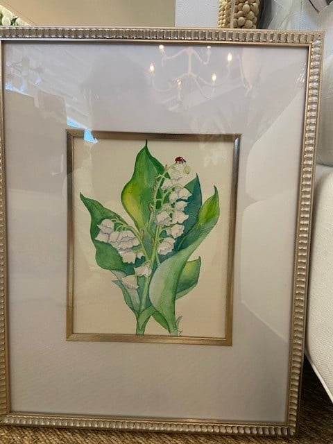 Lilly of the Valley w/Ladybug Orig. Watercolor 15" x 19"