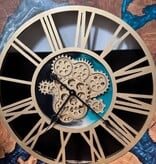 Olive Wood Ocean Waves Gears Clock 36"