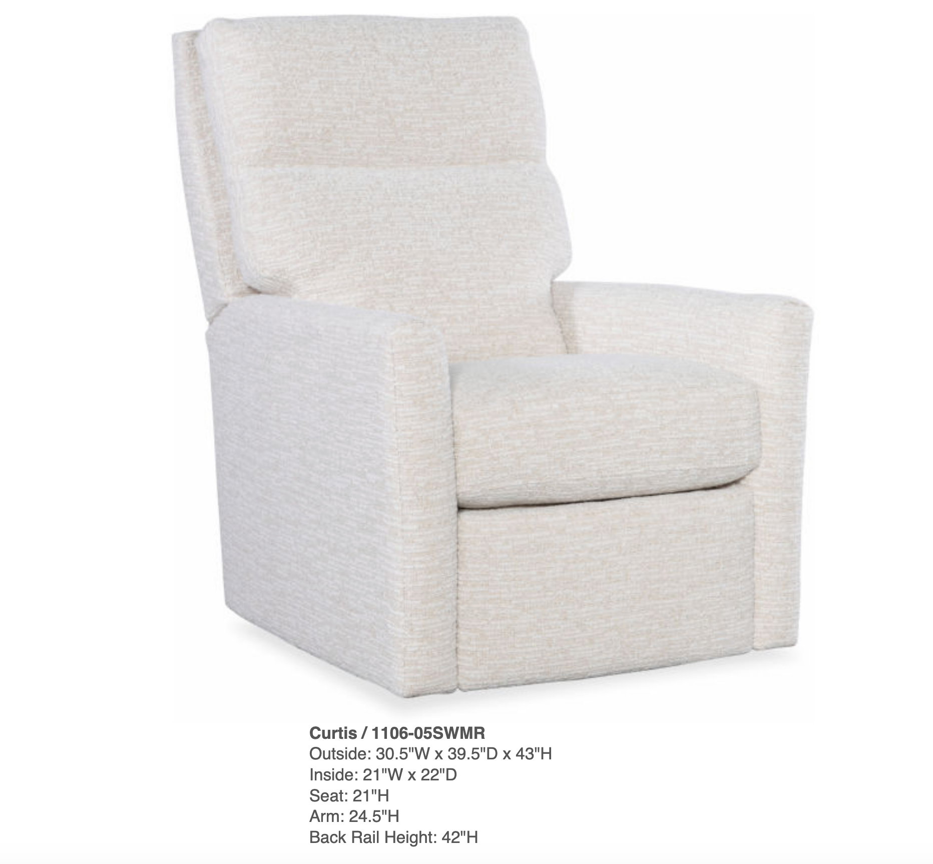 Curtis Swivel Manual Recliner Base Cover - Neil Natural (GR 16)