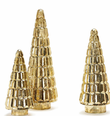 Antiqued Gold Mercury Glass Trees Set of 3