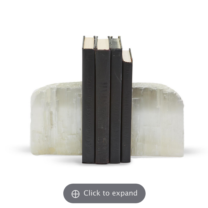 Glaciers S/2 Selenite Crystal Bookend 4" W x 2" D x 6" H