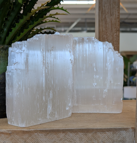 Glaciers S/2 Selenite Crystal Bookend 4" W x 2" D x 6" H
