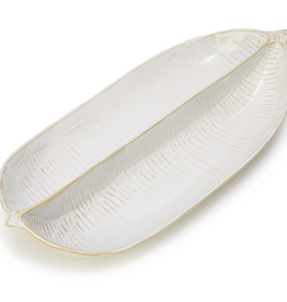 Artisanal White 2 Section Divided Server / Tray6 1/4" W x 2" D x 13" H